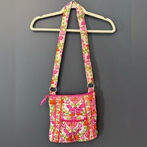 Vera Bradley Crossbody Bag Purse Pink Green Lilli Bell Floral Flower Quilted